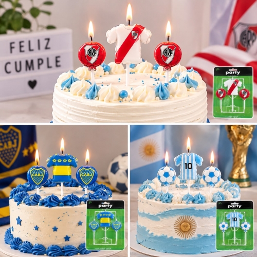 Vela Cumpleaños Camiseta De Fútbol Boca / River/Afa Para Torta