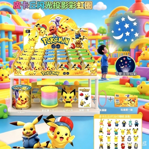 Sorpresa resorte con luz( llavero y stick) pokemon