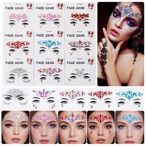 Gemas Stickers Faciales Autoadhesivas Para Cara De Colores