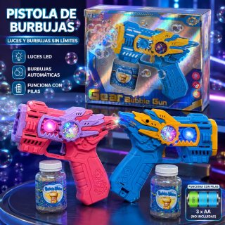 Pistola Lanza Burbujas Automática Engranajes Para Niños