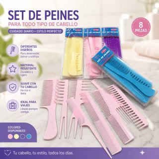 Set De Peines Peluqueria Profesional Estuche X 8 Set De Peines Peluqueria Profesional Estuche X 8