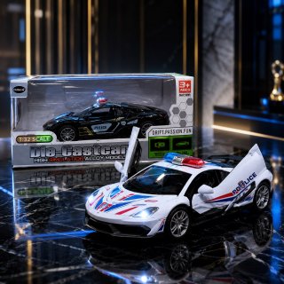 Auto metal De Policía A Fricción Con Luz Y Sonido Rescue 1:32