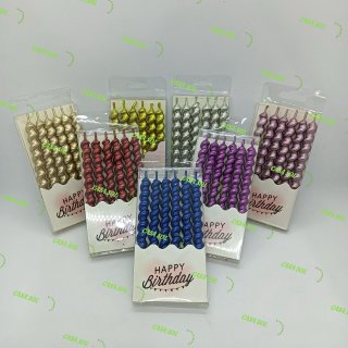 Pack 6 Velitas Cumpleaños Espiral Metalizadas Colores