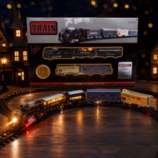 Tren A Pila Clasico Con Luces Locomotora 19 pieces