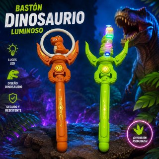 Varita de dinosaurio con luz y sonido para niños