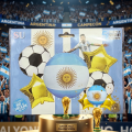 Set De Globos Argentina Messi X5 Piezas Pelota Estrellas
