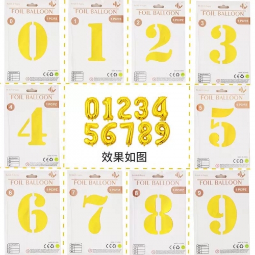 Globo número metalizado dorado grande de 32” 70cm x1unid