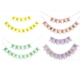 Guirnalda Banderín Feliz Cumpleaños Color Pastel 2mts